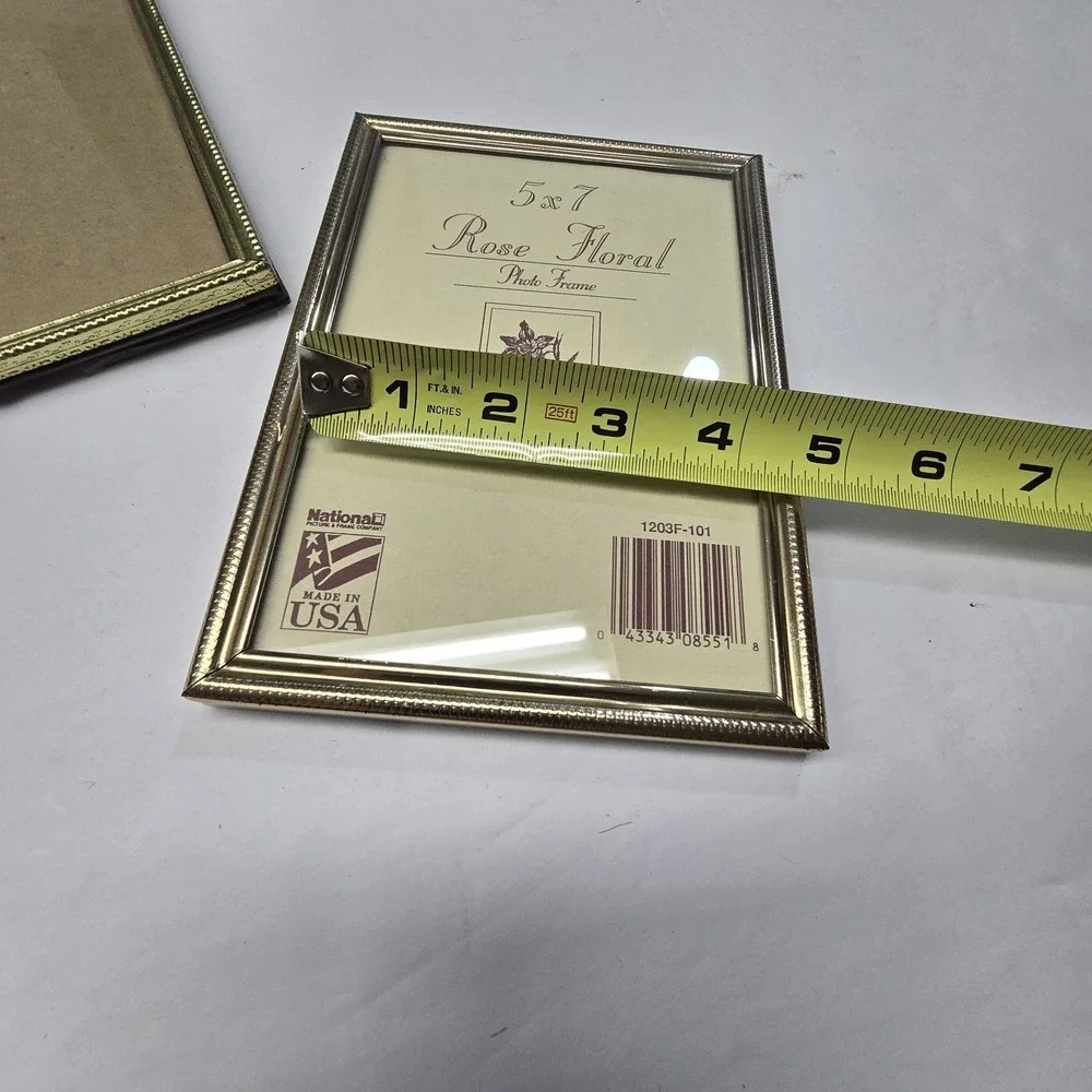 Vintage PAIR Gold Metal Photo Frames Ornate Easel Rectangle Hanging Cottagecore